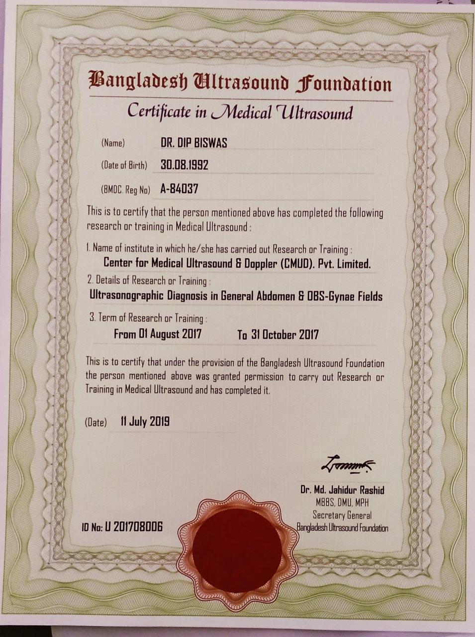 Certificate in Medical Ultrasound — Bangladesh Ultrasound Foundation