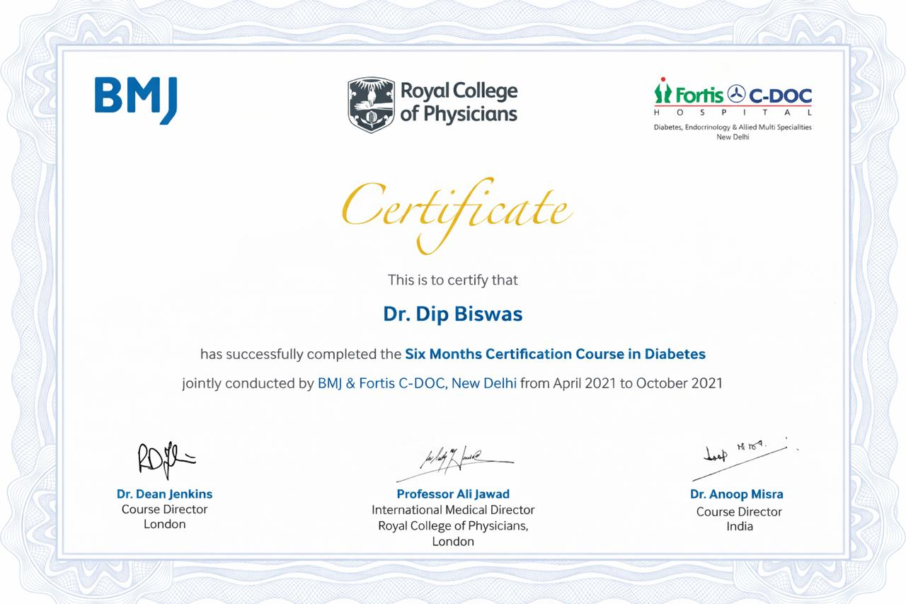 Certification Course in Diabetes — BMJ & Fortis C-DOC, New Delhi