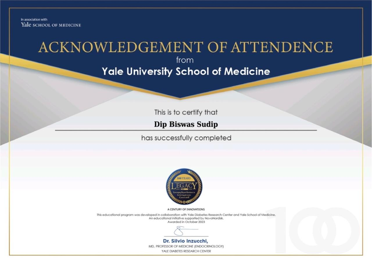 Acknowledgement of Attendance — Yale University School of Medicine